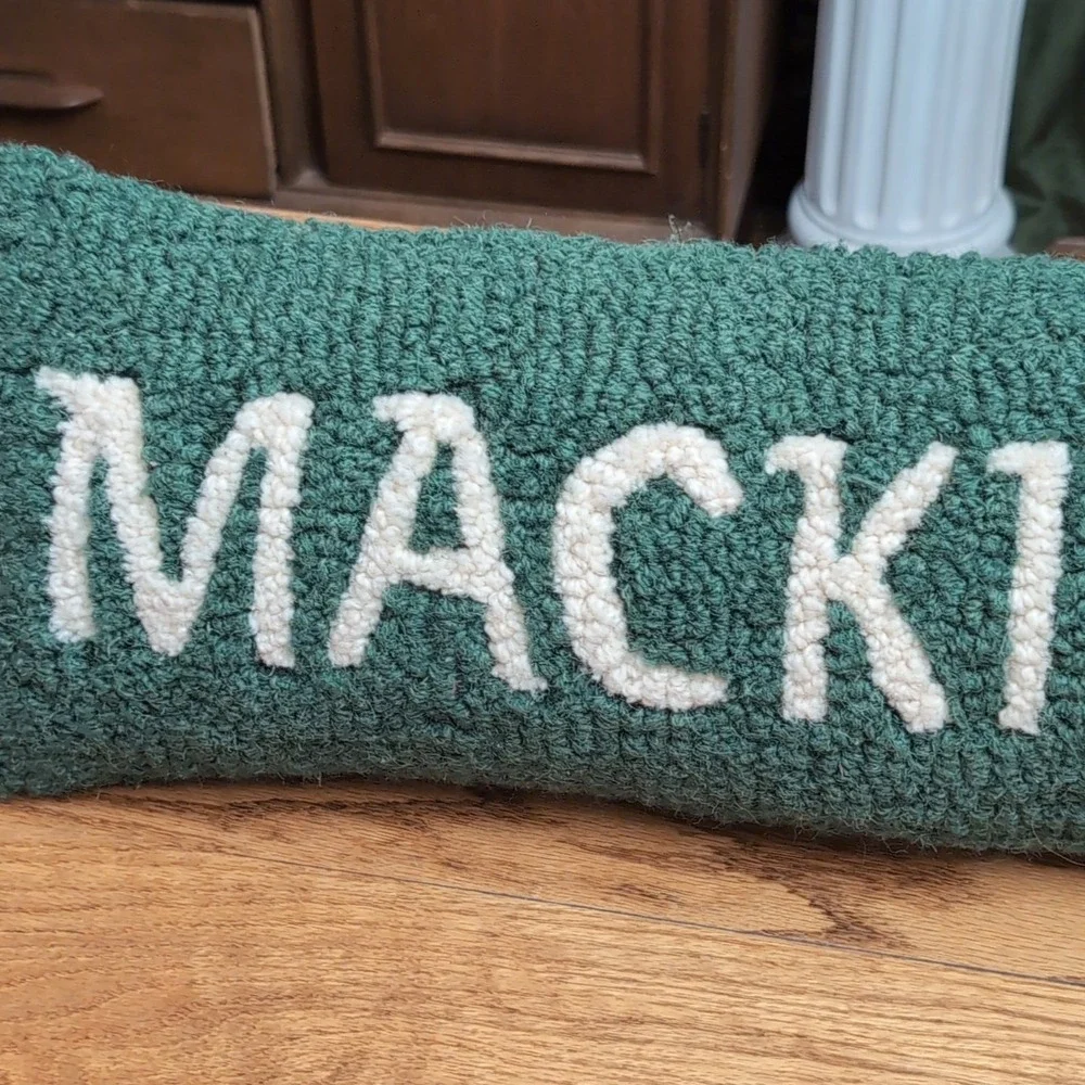 Mackinac Velvet Dark Green Hooked Textured Pillow Chandler 4 Corners